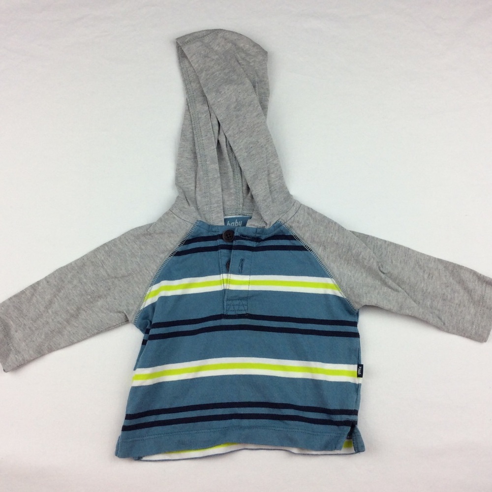 🍼 6/$18 Baby Oshkosh Gray Hooded Sweater Stripes